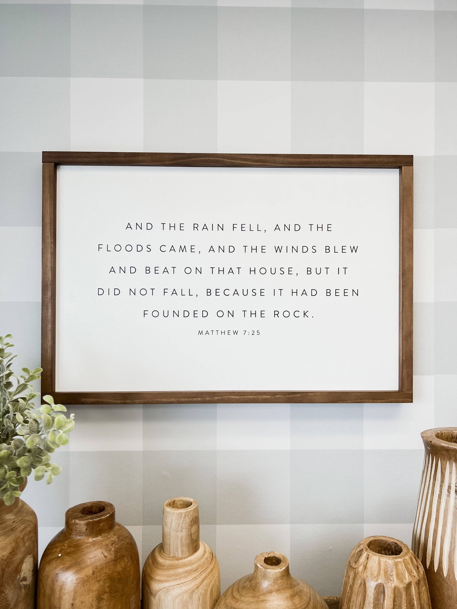 And the Rain Fell, and the Floods Came | Wall Art: White / Light Oak / 17x13" - Lulu Bella Boutique