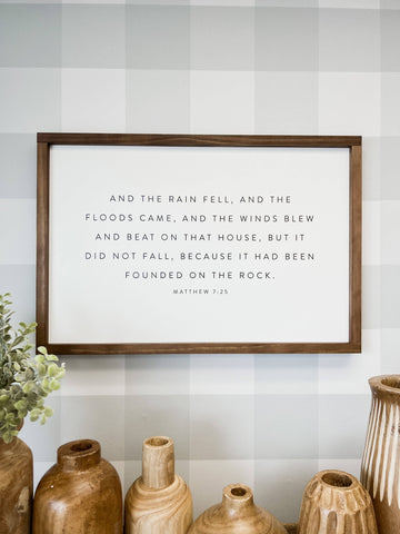 And the Rain Fell, and the Floods Came | Wall Art: White / Light Oak / 17x13" - Lulu Bella Boutique