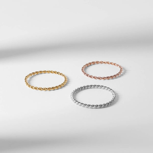 Stainless Steel Braided Stacking Ring - Hypoallergenic: Gold / 5