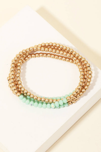 Layered Metallic Beaded Bracelet Set: WGNAT - Lulu Bella Boutique