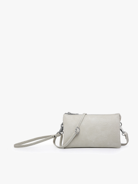 M013 Riley Monogrammable 3 Compartment Crossbody/Wristlet: Midnight Black - Lulu Bella Boutique