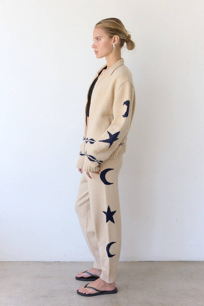 Cozy Pattern Zip Sweater Jacket-RSW1001: Beige / S-M-L (3-2-1) - Lulu Bella Boutique