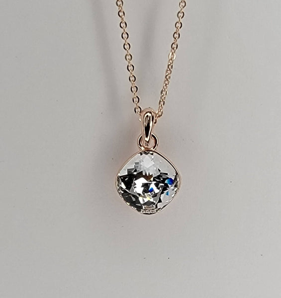 SWAROVSKI CRYSTAL CHARM NECKLACE.: SMOKEY/SILVER