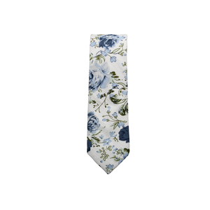 Sawyer Dusty Blue Floral Tie: Skinny Regular Length