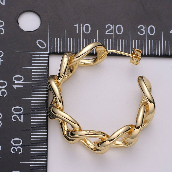 30mm Chunky Gold Link Hoops, Small Gold Large Chain Hoop Earrings, Gold Hoop Earrings, Small Hoop Earrings, Chain Hoops, Hoop Earrings