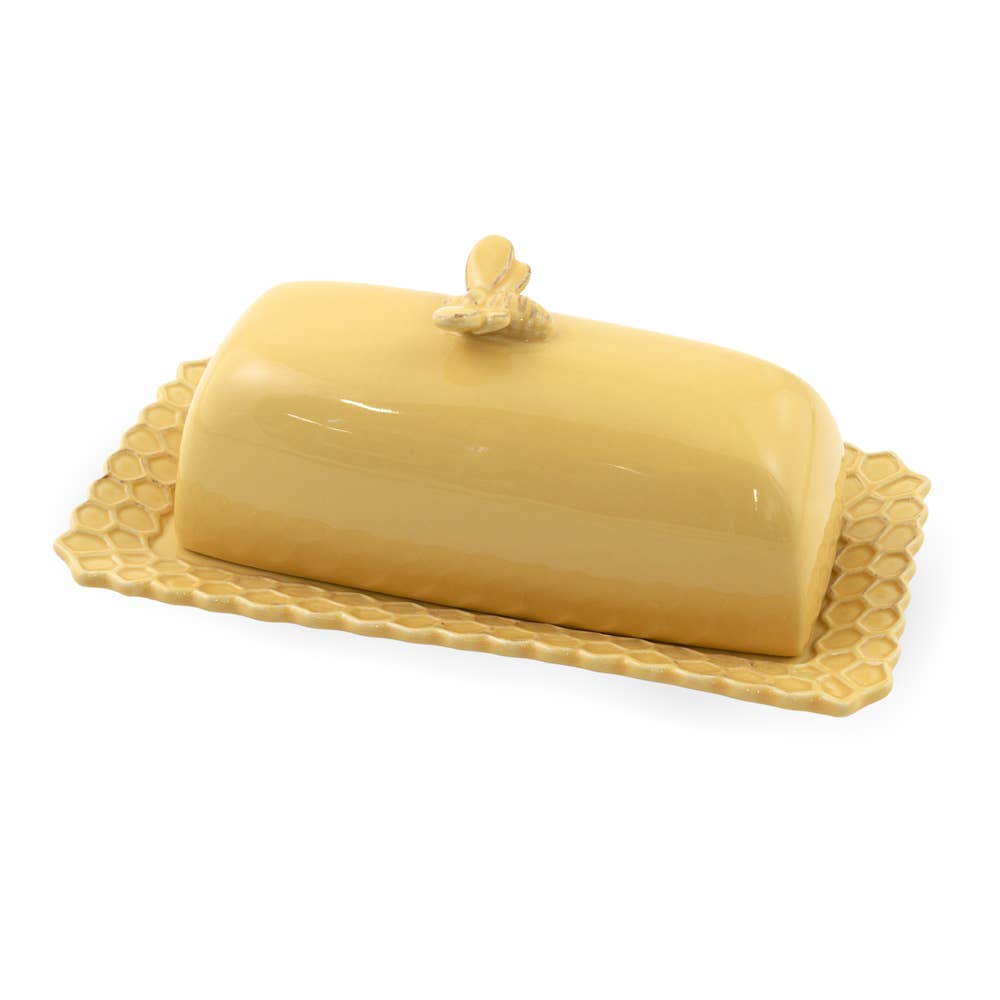 Honeycomb Stoneware Butter Dish - Lulu Bella Boutique