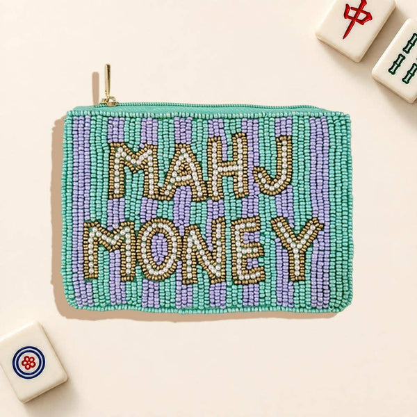 MAHJ MONEY Seed Beaded Striped Mini Pouch Bag