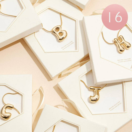 18K Gold Dipped Assorted Letters Bubble Monogram Necklaces: Gd - Lulu Bella Boutique