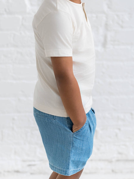 Organic Baby & Kids Luke Chambray Shorts: 4T - Lulu Bella Boutique