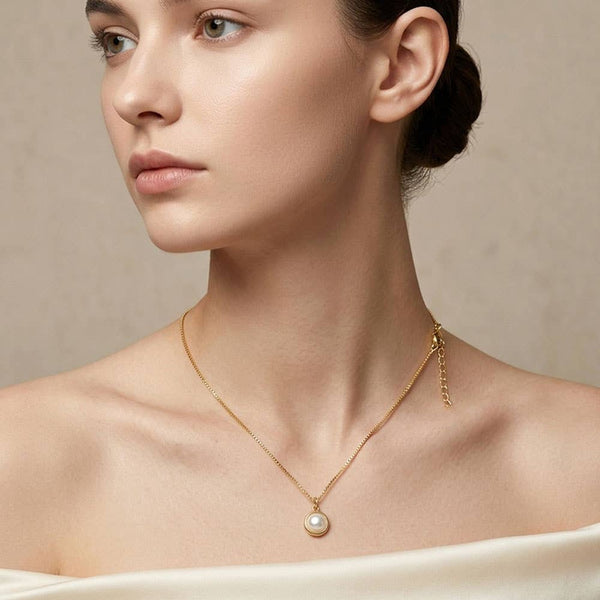 18K Gold Filled Minimalist Pearl Pendant Necklace