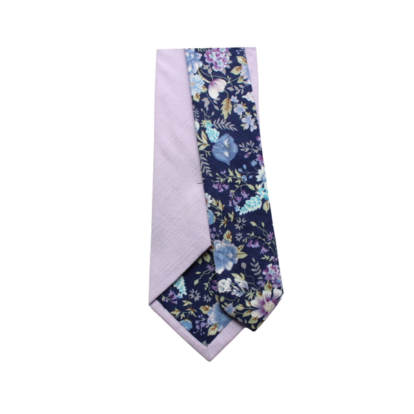 Lilac Two-Tone Solid & Purple Floral Tail Tie