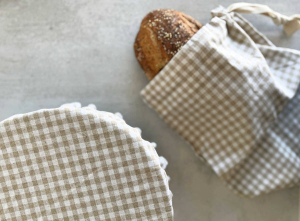 Wheat Check Bread Makers Set- bread bag and cover