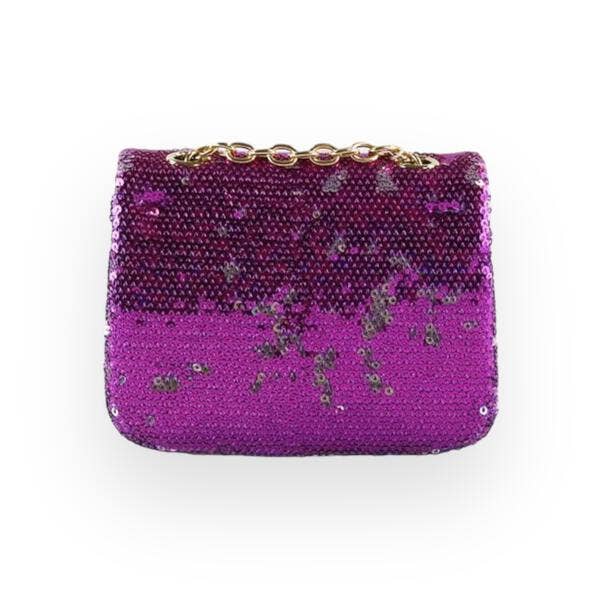 B1301 Floral Appliques Sequin Purse (5 Colors): Purple