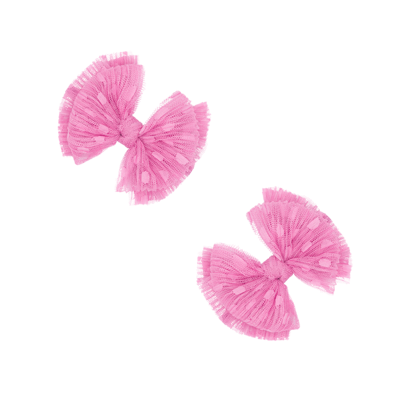 Baby Bling® 2-Pack Tulle Baby FAB® hair bow clips: Pleated Oatmeal