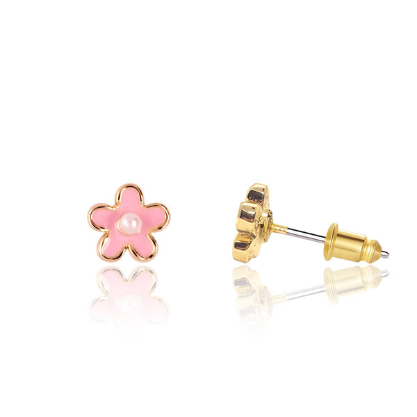 Pink Fancy Flower Cutie Stud Earrings