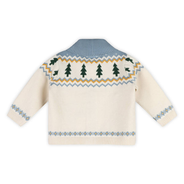 Ski Shawl Collar Baby Knit Cardigan (Organic Cotton): Natural