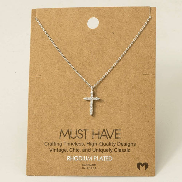 Cz Cross Pendant Necklace: S - Lulu Bella Boutique