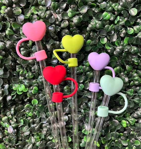 Large Heart Straw Toppers: Purple