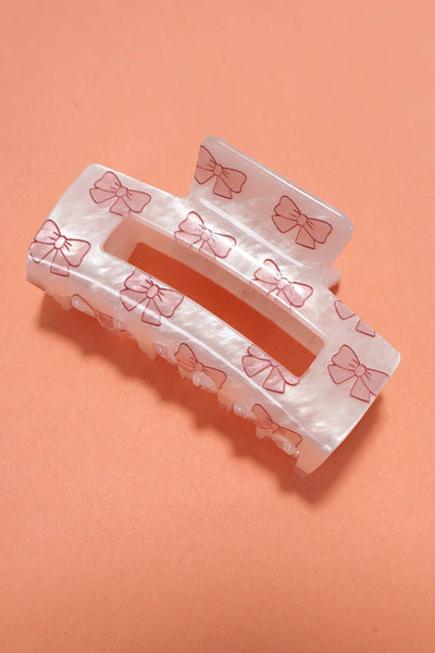 JUMBO CHERRY BOW RECTANGLE HAIR CLAW CLIPS | 40H824: CHERRY