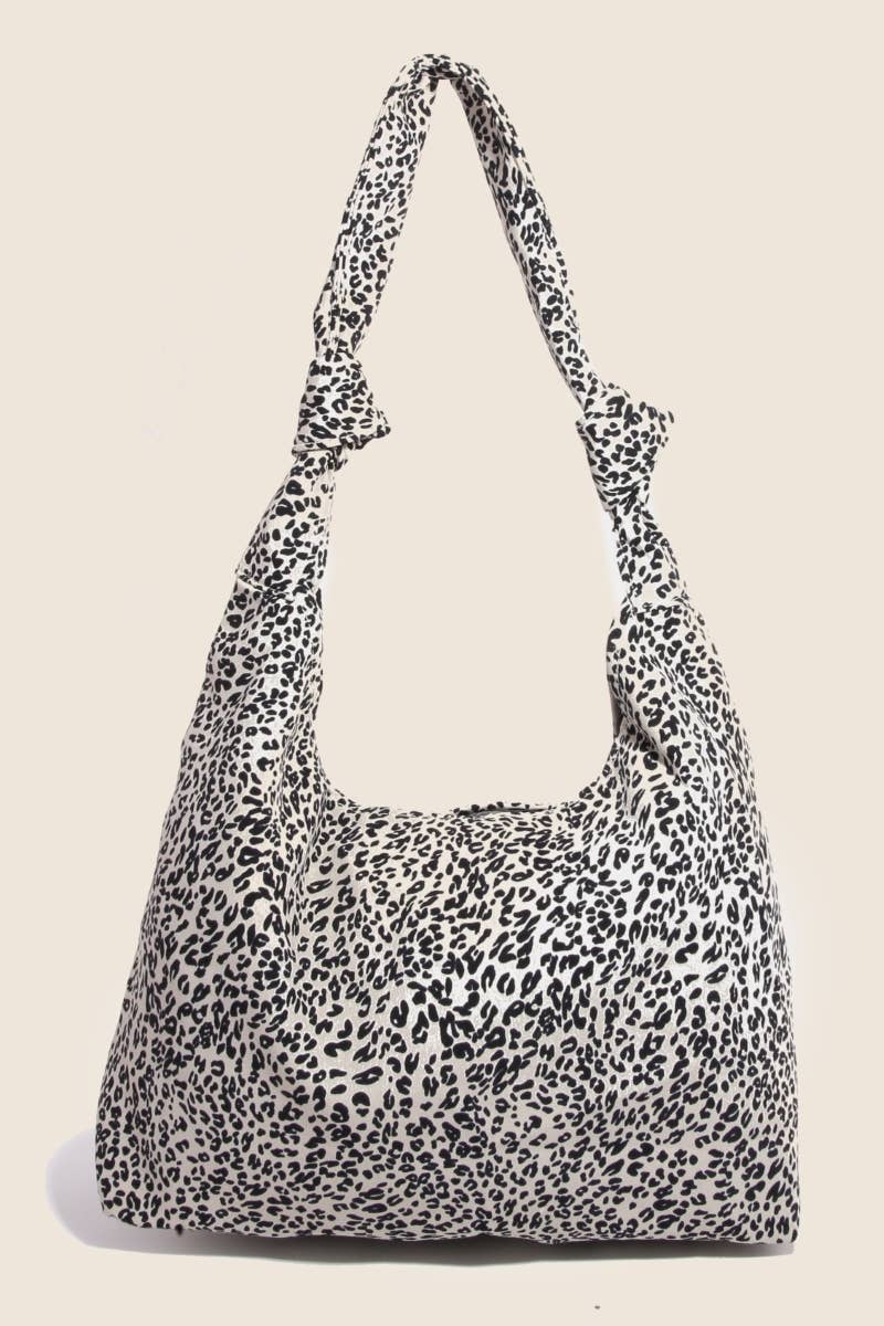 Knotted Strap Leopard Print Hobo Shoulder Bag: IV