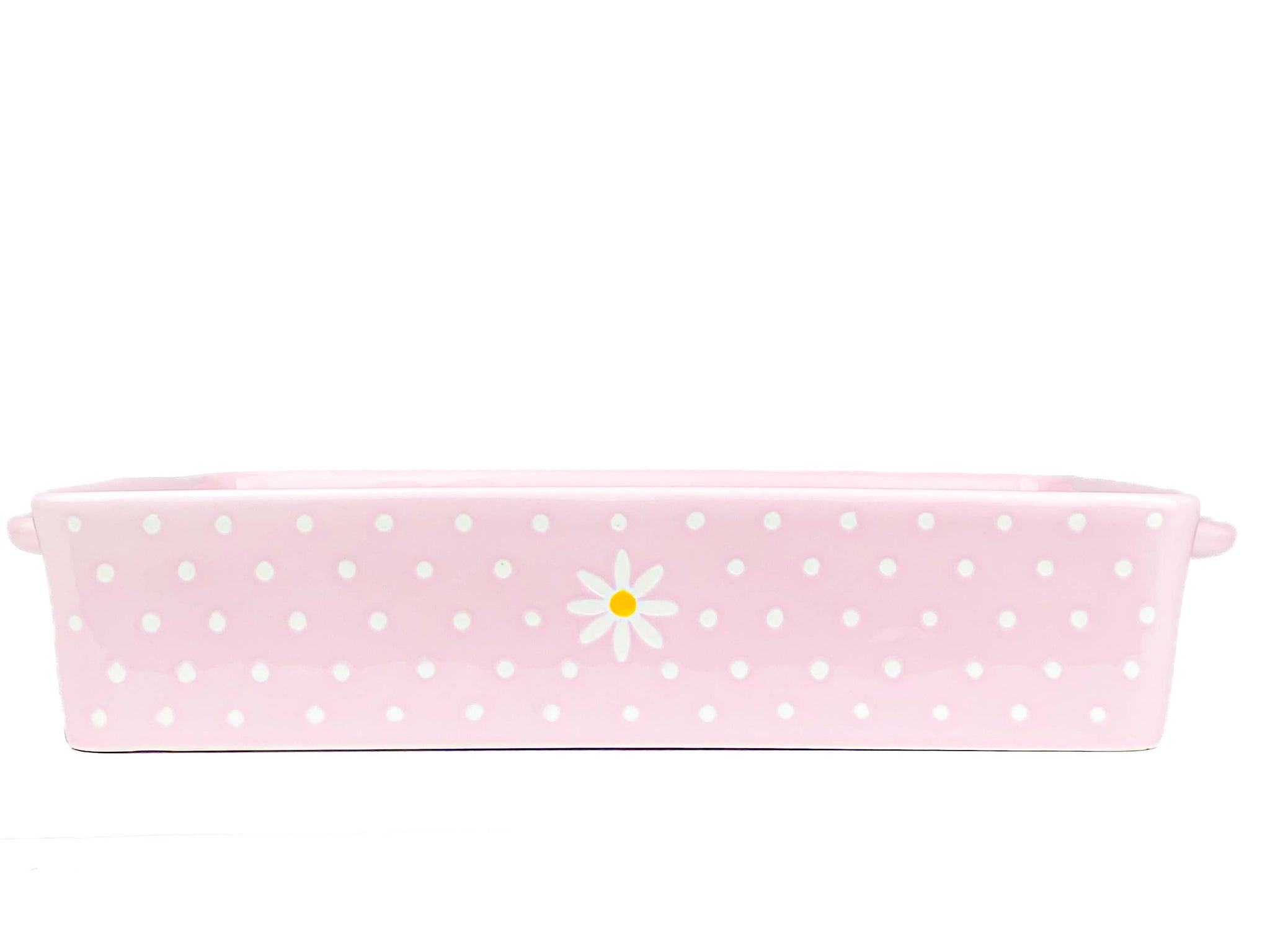 Daisy Polka Dot Rectangular Baker, Pink - Lulu Bella Boutique