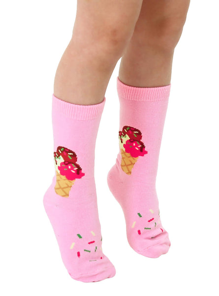 3D Packaged Socks - Kids - Ice Cream Cone w/Sprinkles -Pink