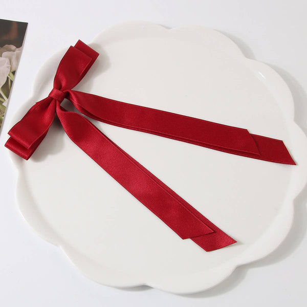 DOUBLE-LAYERED BOW HAIR CLIP_CWAHA1047: Red / (OS) 5 - Lulu Bella Boutique