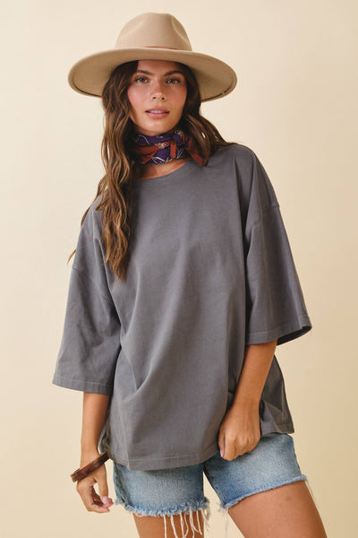 Oversized Everyday Cotton Tee: Charcoal