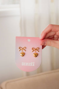 Heart Drop Bow Earrings