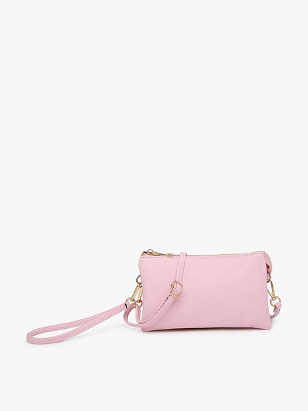 M013 Riley Monogrammable 3 Compartment Crossbody/Wristlet: Midnight Black - Lulu Bella Boutique