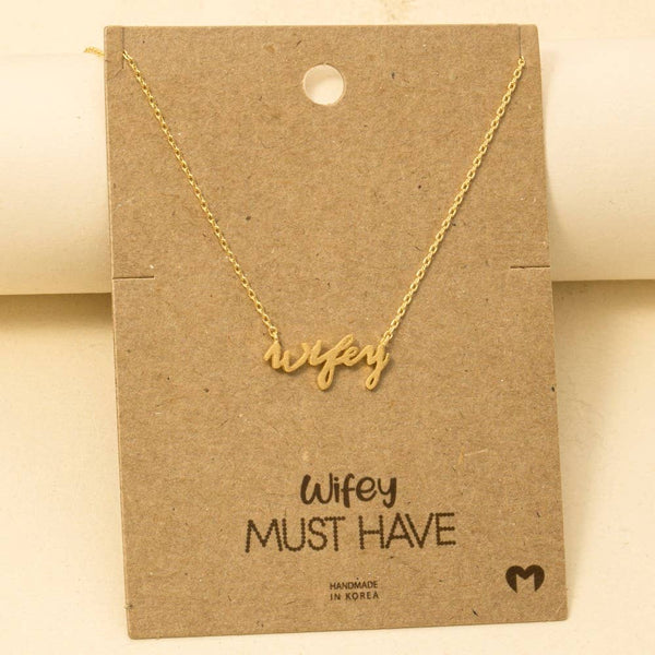 Gold Dipped Wifey Handwritten Pendant Necklace: G - Lulu Bella Boutique