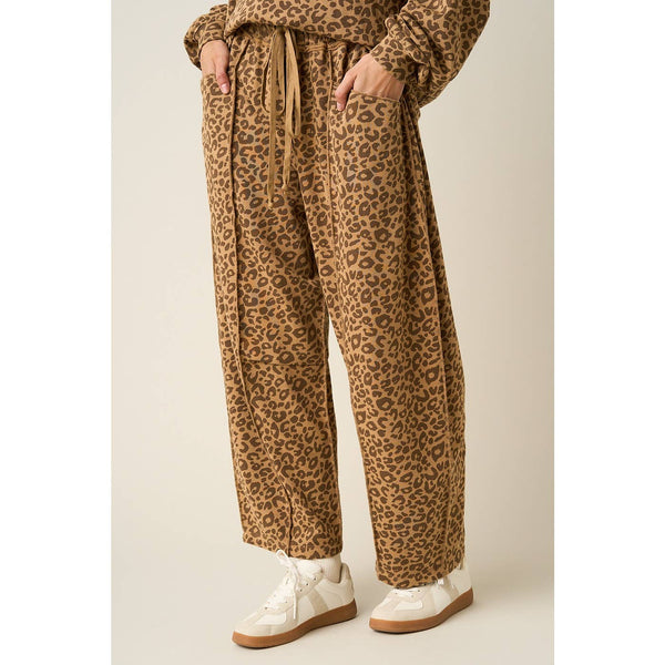 Leopard Print Barrel Pants Sweat Set