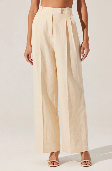 Bryony Linen Blend Pleated Pants - Lulu Bella Boutique