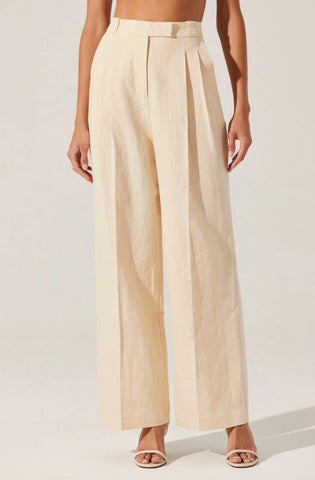 Bryony Linen Blend Pleated Pants - Lulu Bella Boutique