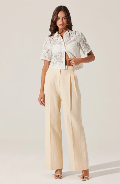 Bryony Linen Blend Pleated Pants - Lulu Bella Boutique