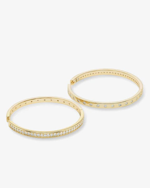 Ashley Infinity Reversible Hoops 2" Gold|White Diamondettes - Lulu Bella Boutique