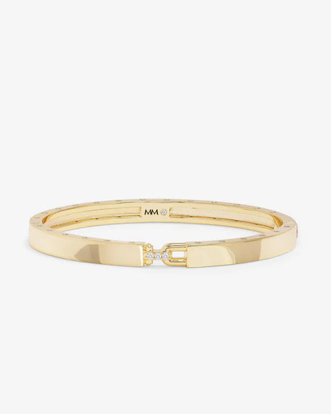 Ashley Lock Cuff Gold|White Diamondettes - Lulu Bella Boutique