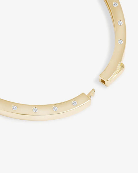 Ashley Lock Cuff Gold|White Diamondettes - Lulu Bella Boutique