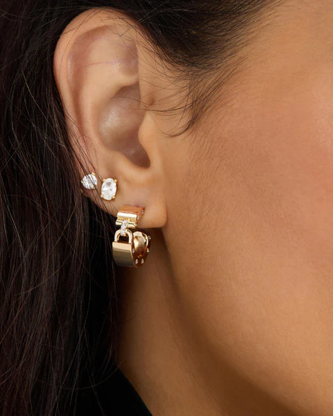 Ashley Lock Huggies Gold|White Diamondettes - Lulu Bella Boutique