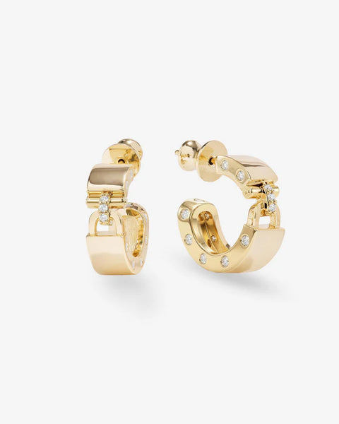 Ashley Lock Huggies Gold|White Diamondettes - Lulu Bella Boutique