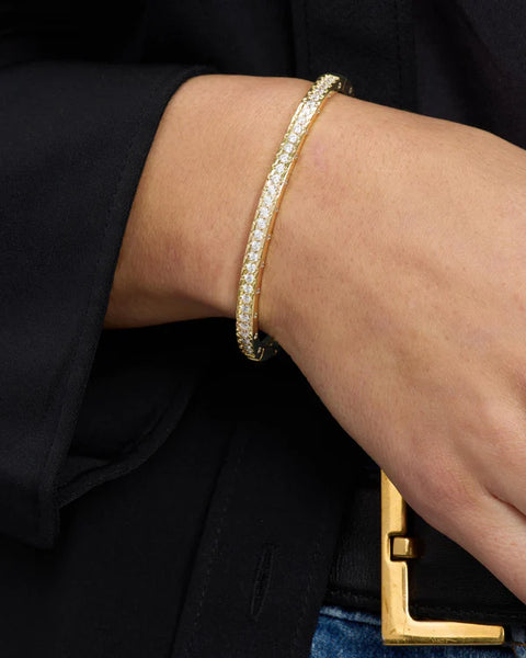 Ashley Pavé Cuff 4mm Gold|White Diamondettes - Lulu Bella Boutique