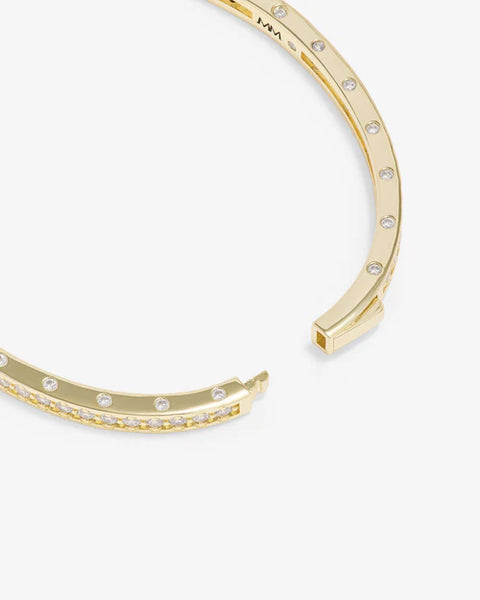 Ashley Pavé Cuff 4mm Gold|White Diamondettes - Lulu Bella Boutique