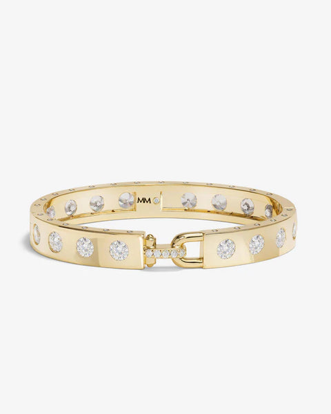 Ashley Rodeo Lock Cuff 9mm Gold|White Diamondettes - Lulu Bella Boutique