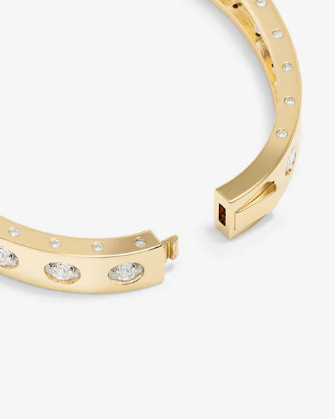 Ashley Rodeo Lock Cuff 9mm Gold|White Diamondettes - Lulu Bella Boutique