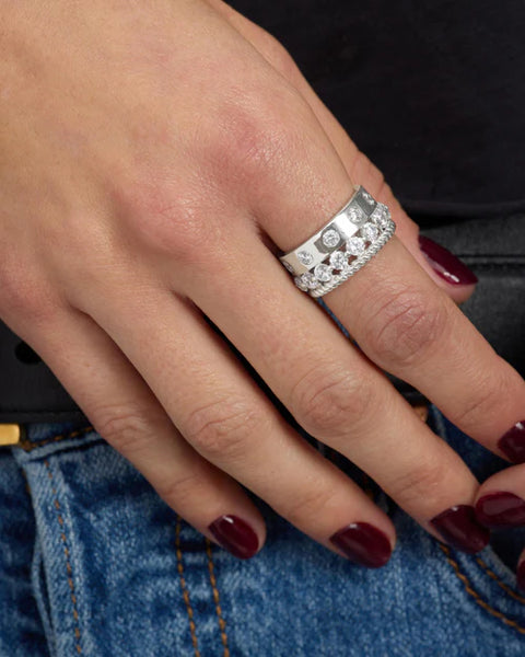 Ashley Venice Ring Silver|White Diamondettes - Lulu Bella Boutique