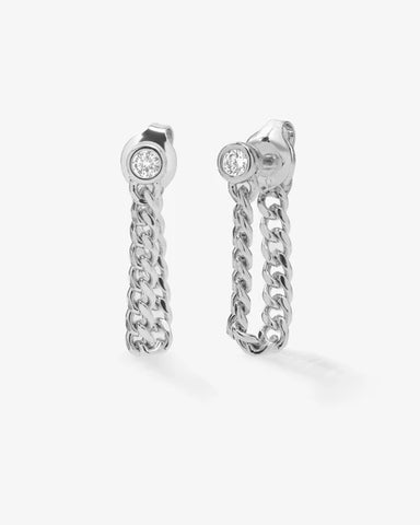 Baby Julian Soft Chain Hoops Silver|White Diamondettes