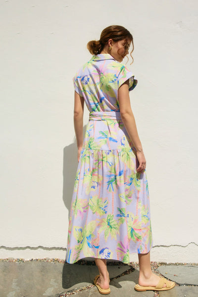 Floral Radiance Sash Belt Shirt Dress - Lulu Bella Boutique