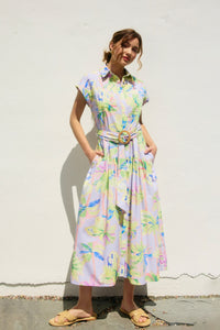 Floral Radiance Sash Belt Shirt Dress - Lulu Bella Boutique