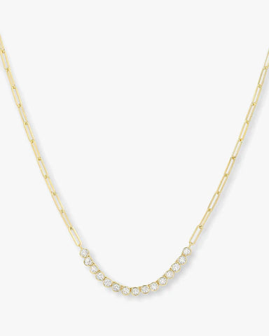 Baroness Samantha Tennis Necklace Gold|White Diamondettes