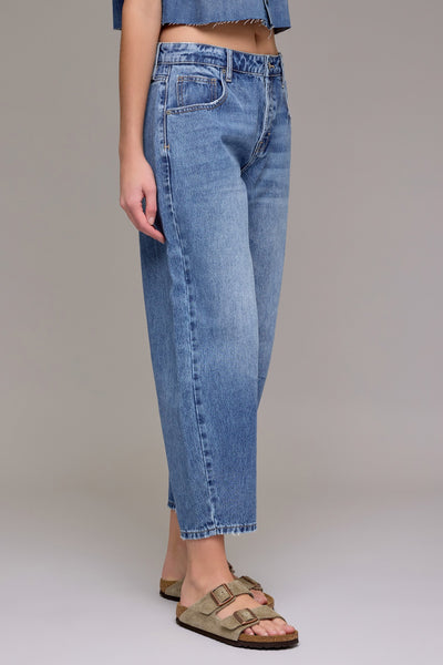 Medium Dark 25in Inseam Crop Barrel Jean - Lulu Bella Boutique